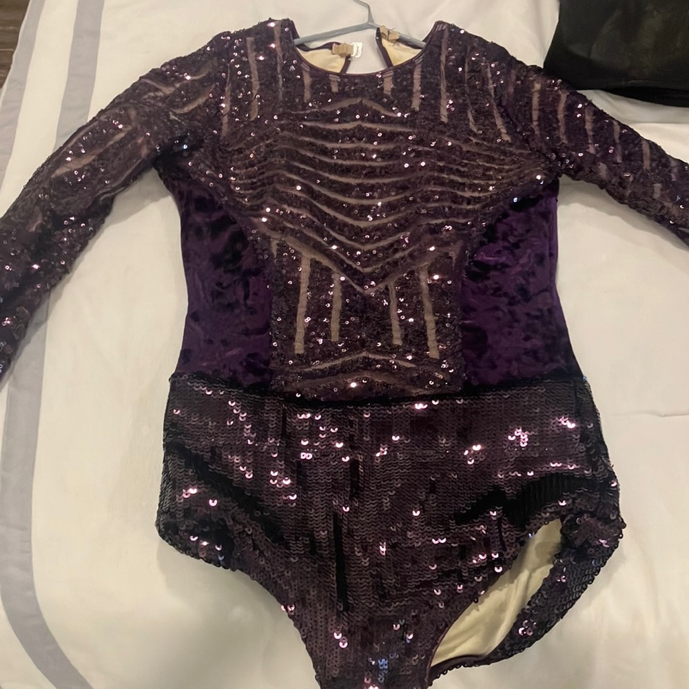 Eggplant Purple Sequenced Dance Leotard Large